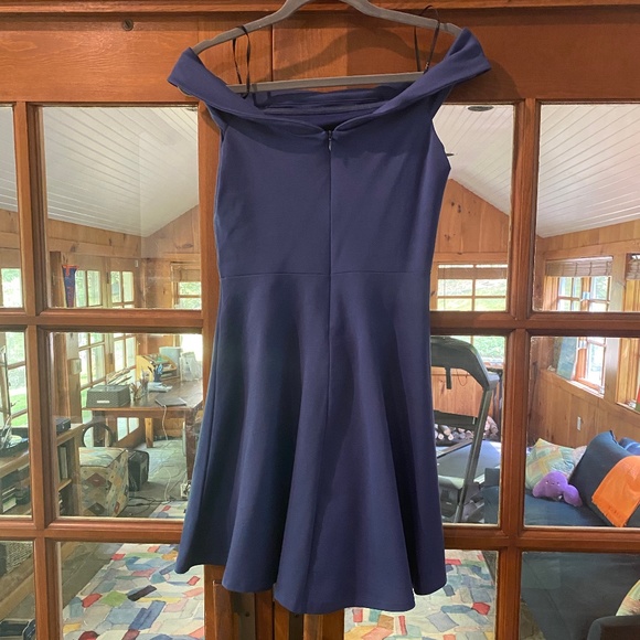 Lulus Fit And Flare Dress Off Shoulder Blue Sz S NWOT - Picture 4 of 6